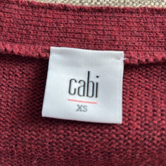 Cabi Maroon "Catch" Cotton Garnet Red Fitted Tailored Cardigan, Size xsmall - Picture 3 of 7
